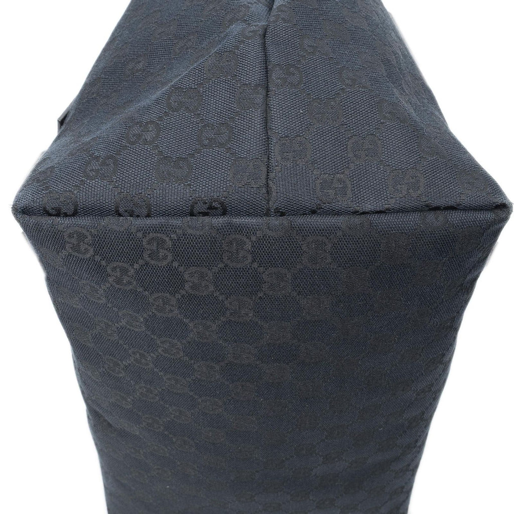 Gucci Side Drawstring Shopping Tote Black GG Canvas — view 8
