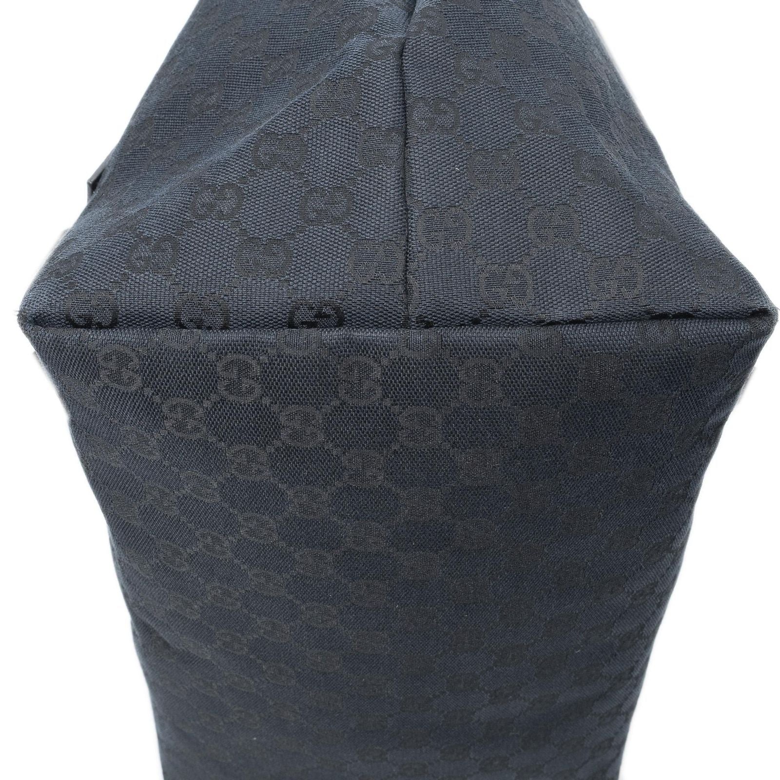 Gucci Side Drawstring Shopping Tote Black GG Canvas — view 8