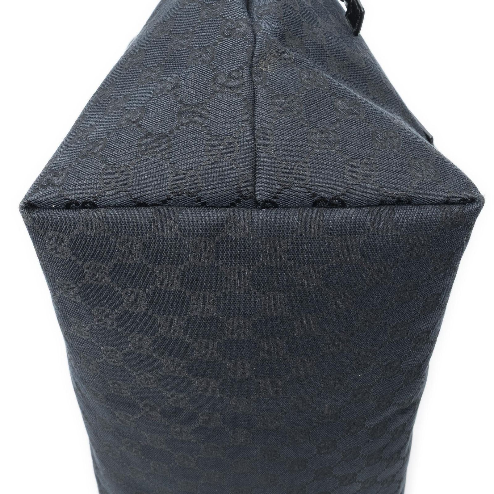 Gucci Side Drawstring Shopping Tote Black GG Canvas — view 7