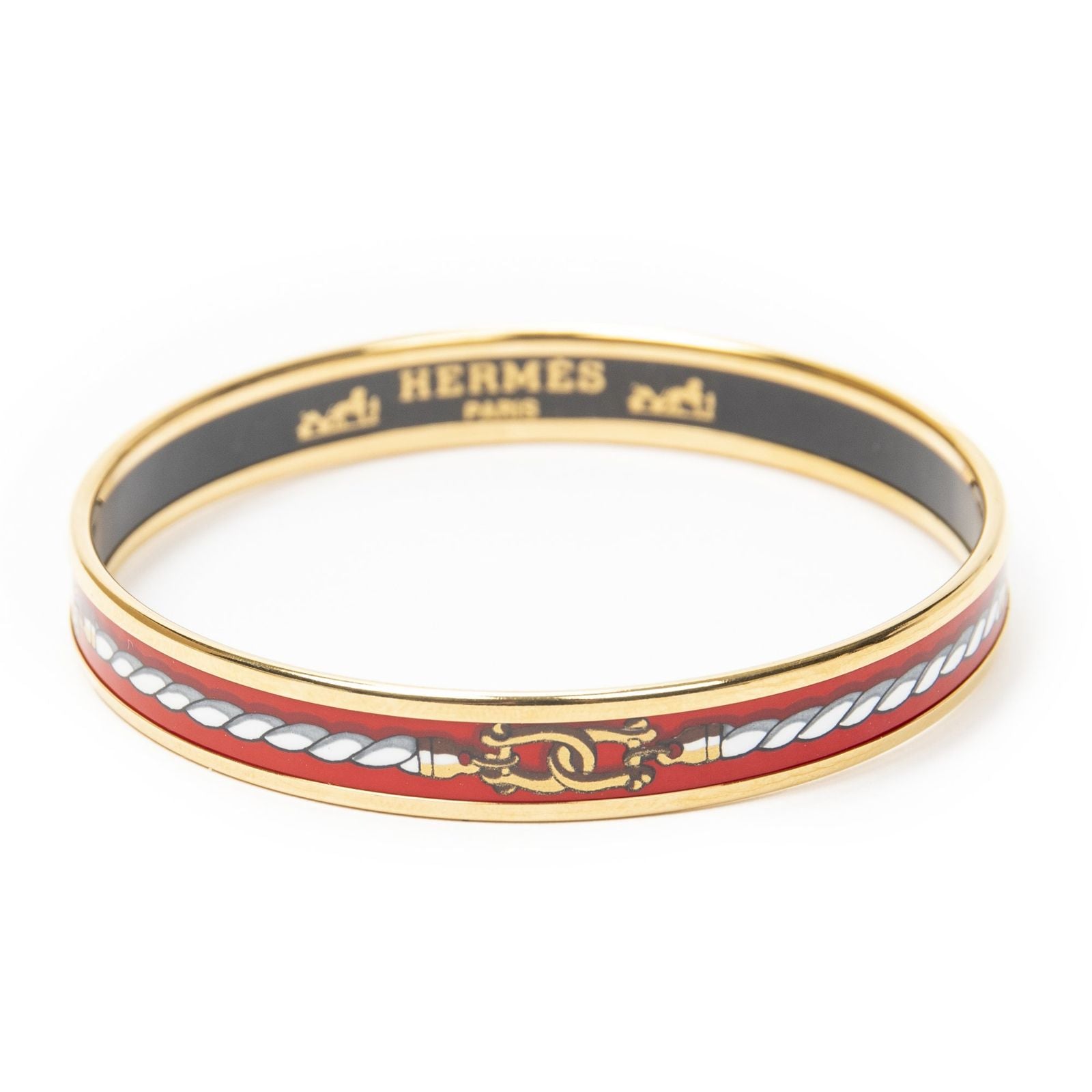 Hermes Enamel Bangle Red Plating Bracelet — view 2
