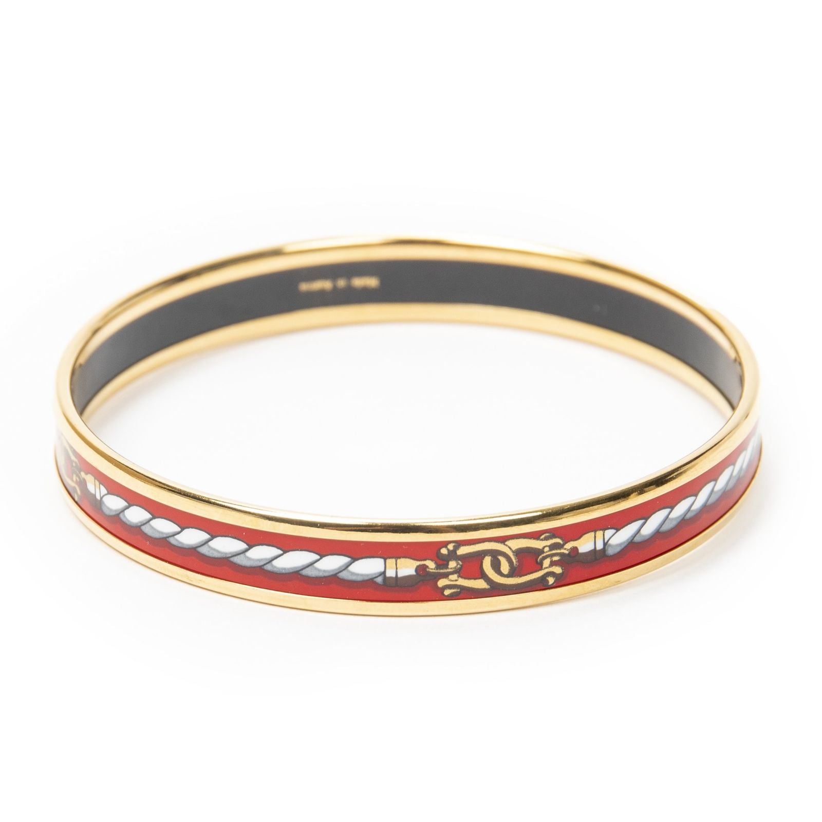Hermes Enamel Bangle Red Plating Bracelet — view 3