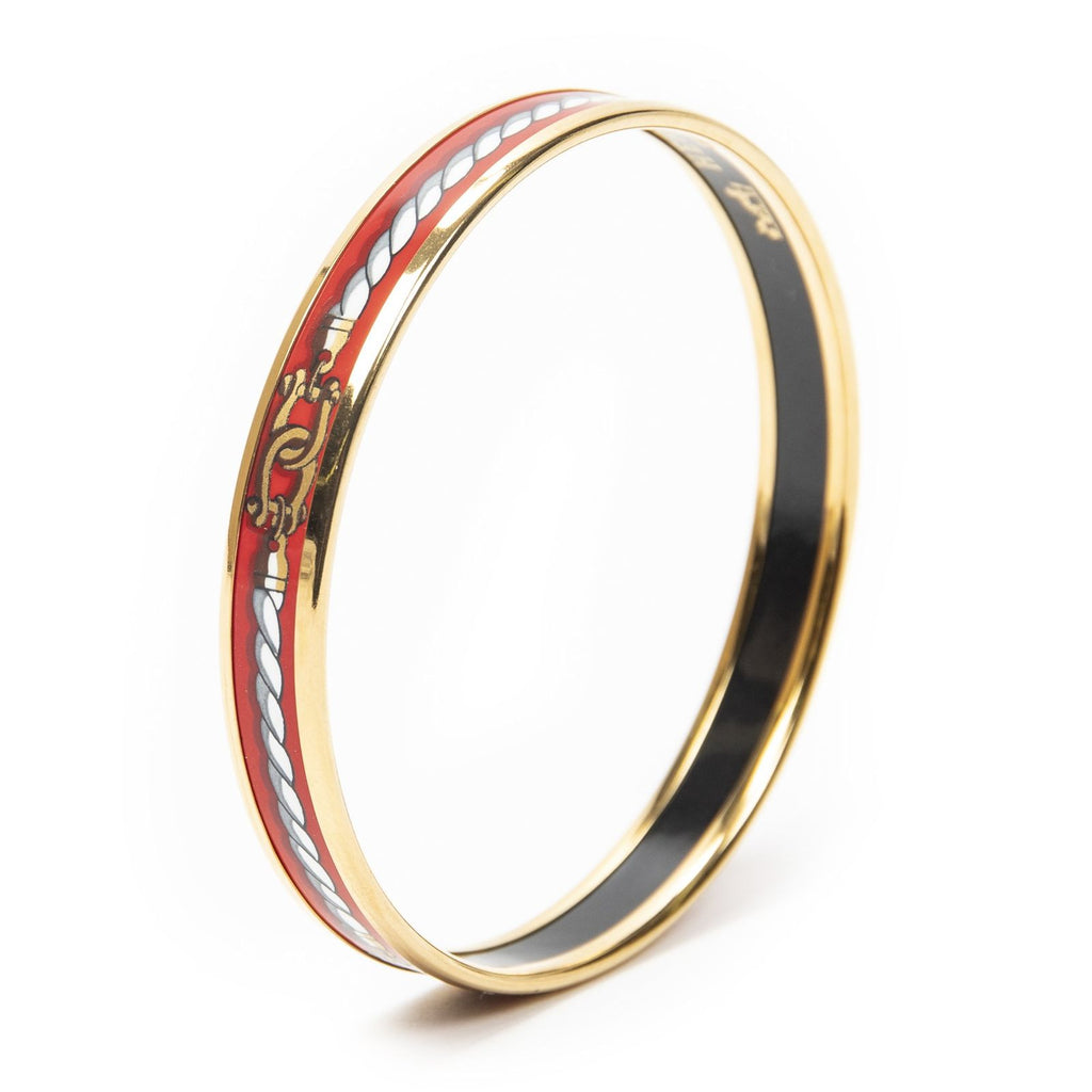 Hermes Enamel Bangle Red Plating Bracelet