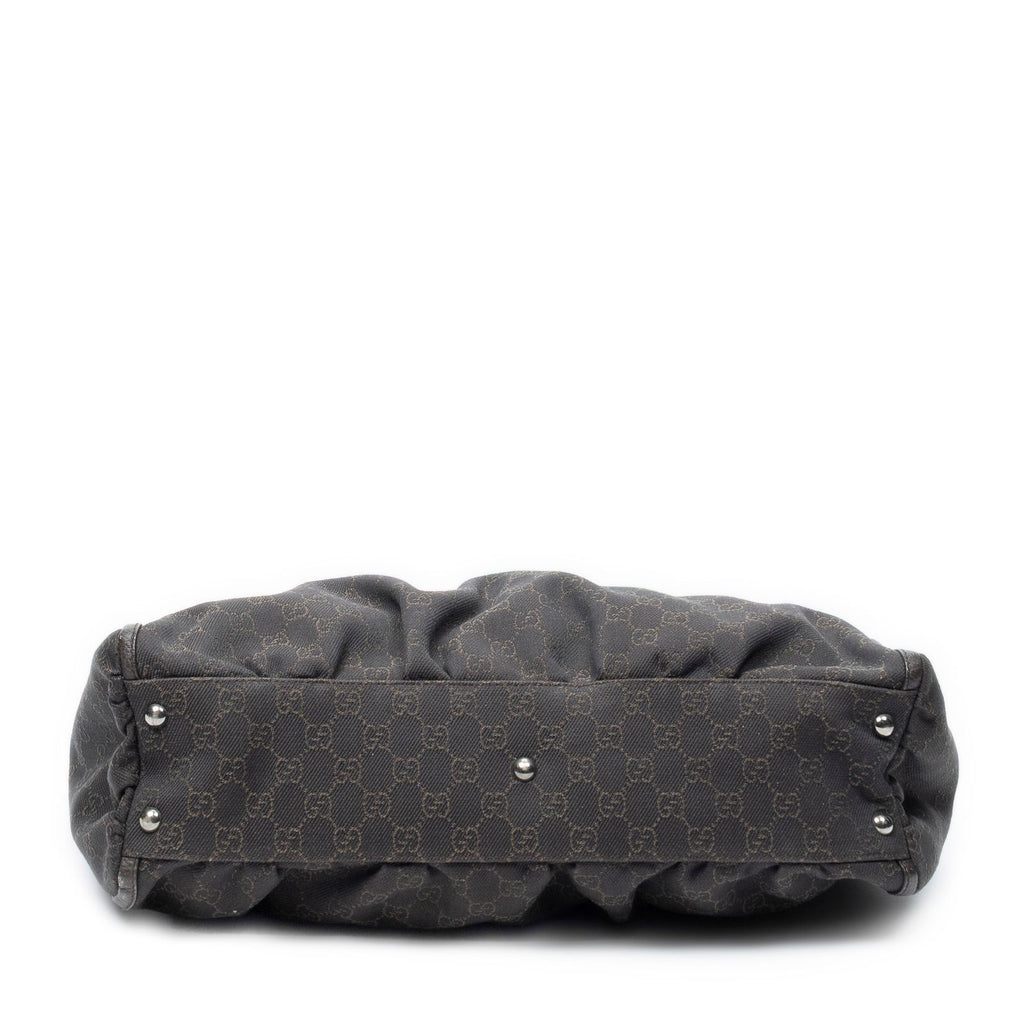 Gucci Large Abbey D Ring Tote Dark Brown GG Denim Canvas — view 6