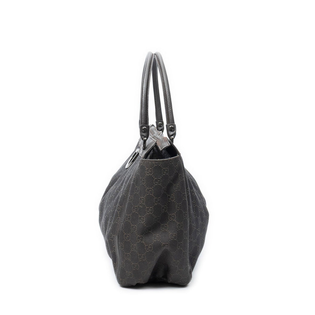 Gucci Large Abbey D Ring Tote Dark Brown GG Denim Canvas — view 3