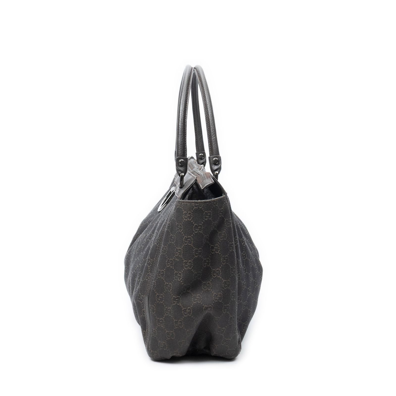 Gucci Large Abbey D Ring Tote Dark Brown GG Denim Canvas — view 3