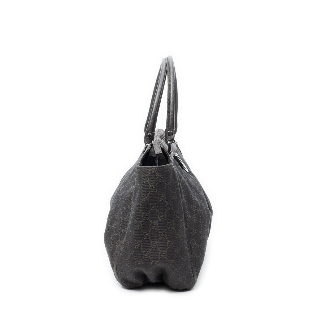 Gucci Large Abbey D Ring Tote Dark Brown GG Denim Canvas — view 4