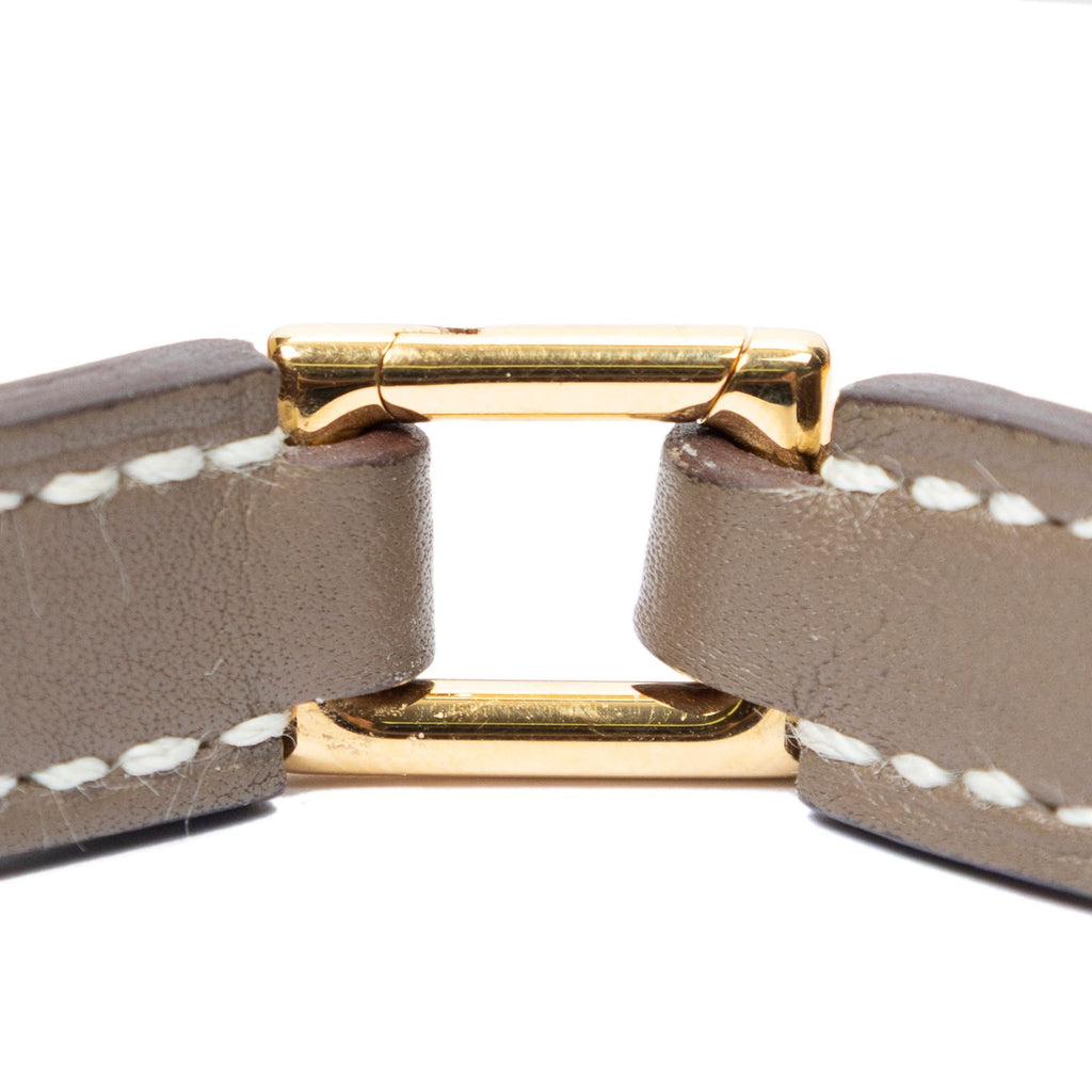 Hermes Rivale Double Bracelet Lightbrown Leather — view 3