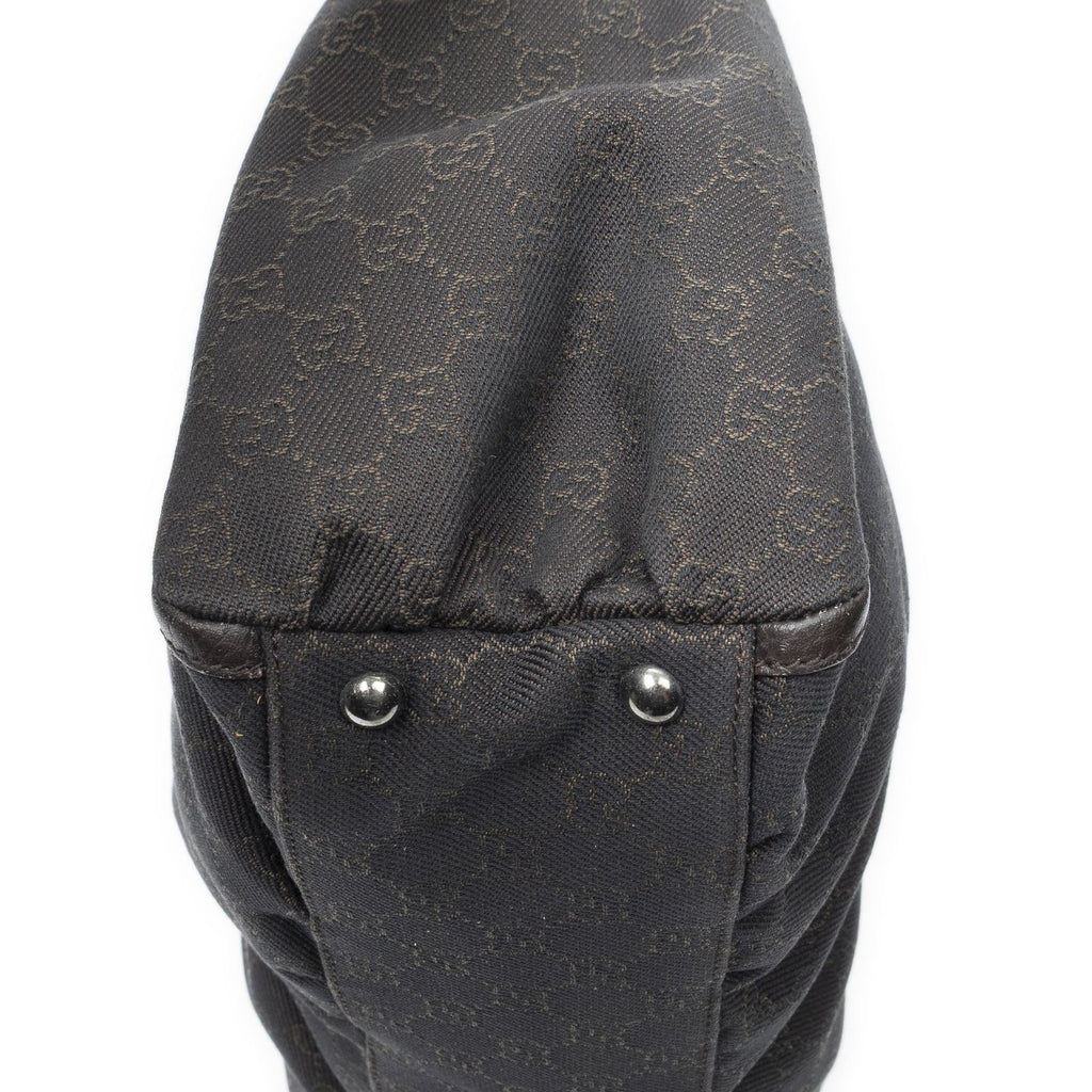 Gucci Large Abbey D Ring Tote Dark Brown GG Denim Canvas — view 7