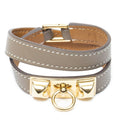 Hermes Rivale Double Bracelet Lightbrown Leather