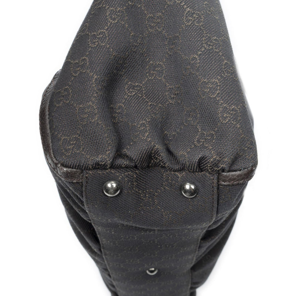 Gucci Large Abbey D Ring Tote Dark Brown GG Denim Canvas — view 8