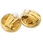 Chanel CC Logo Round Clip Type Earrings Gold Plated — view 2