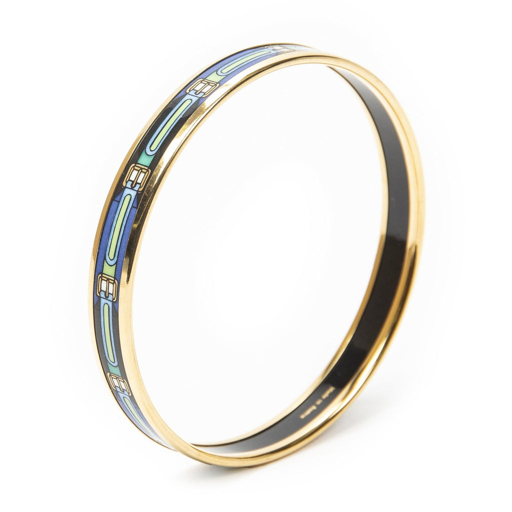 Hermes Enamel Bangle Blue Plating Bracelet