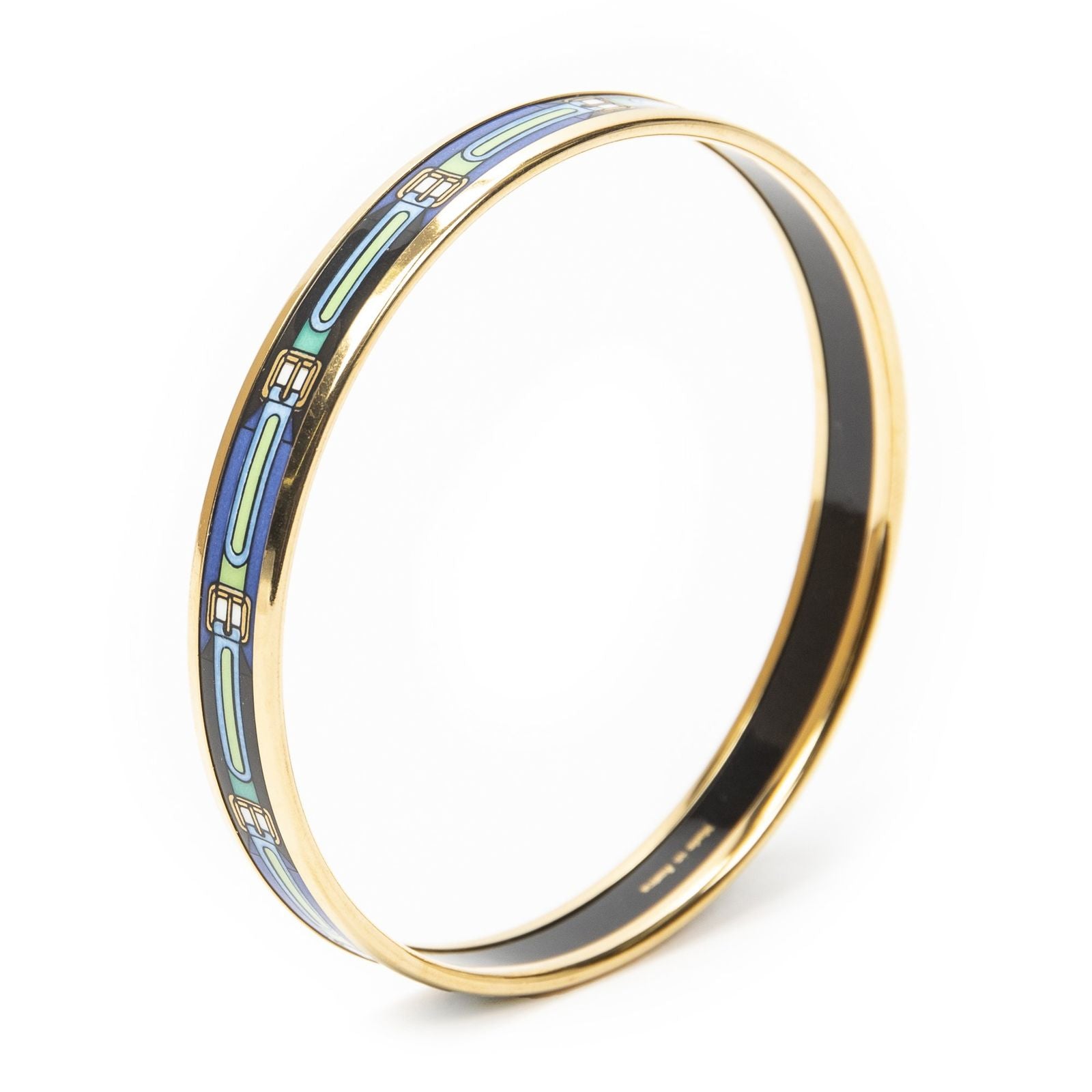 Hermes Enamel Bangle Blue Plating Bracelet
