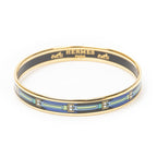 Hermes Enamel Bangle Blue Plating Bracelet — view 2