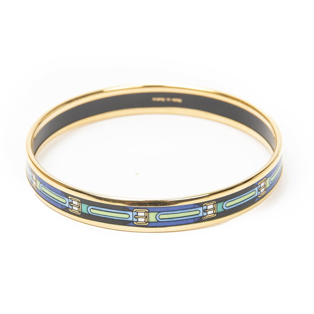 Hermes Enamel Bangle Blue Plating Bracelet — view 3