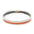 Hermes Enamel Bangle Orange Silver Plating Bracelet — view 2