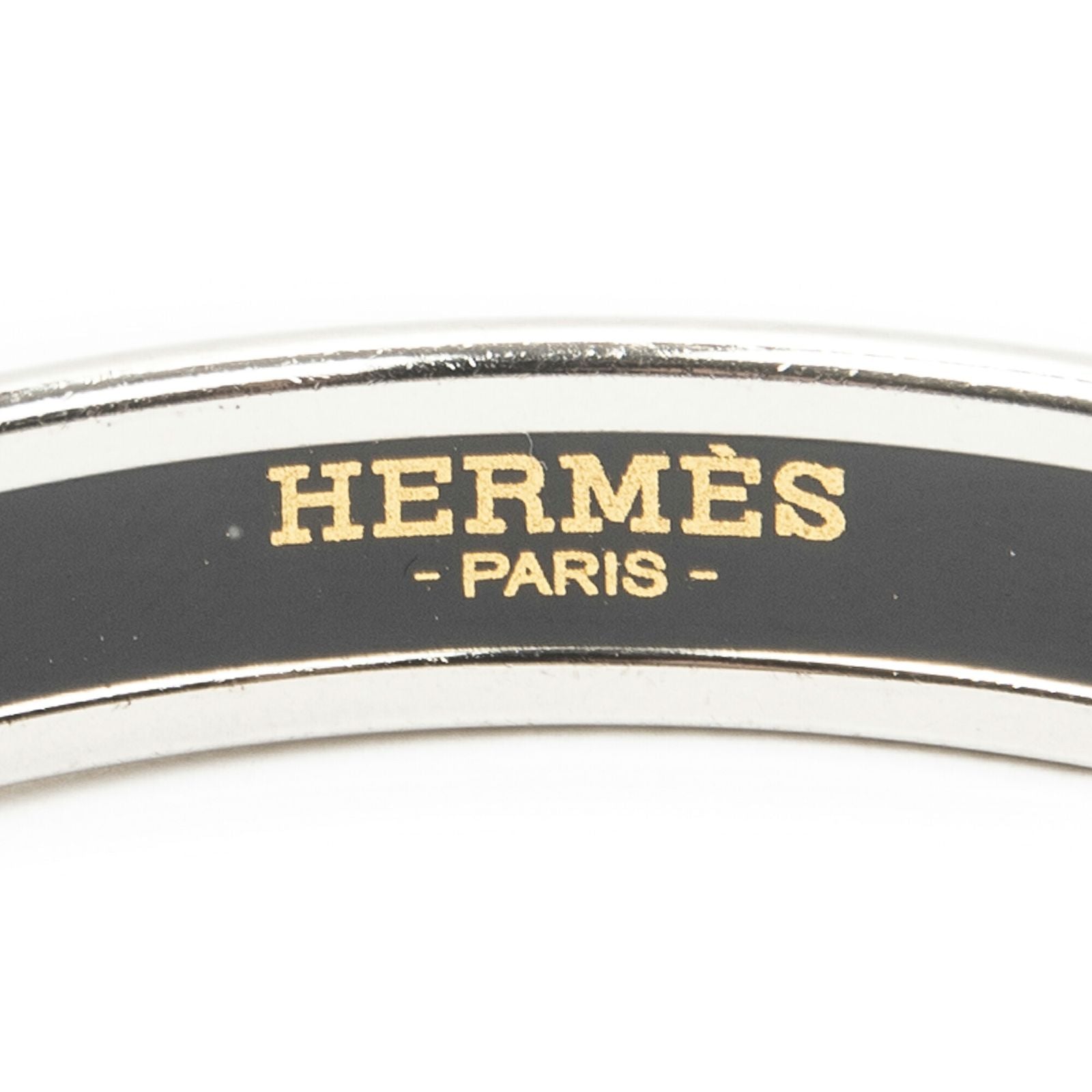 Hermes Enamel Bangle Orange Silver Plating Bracelet — view 4