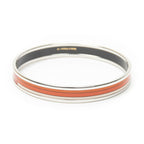 Hermes Enamel Bangle Orange Silver Plating Bracelet — view 3