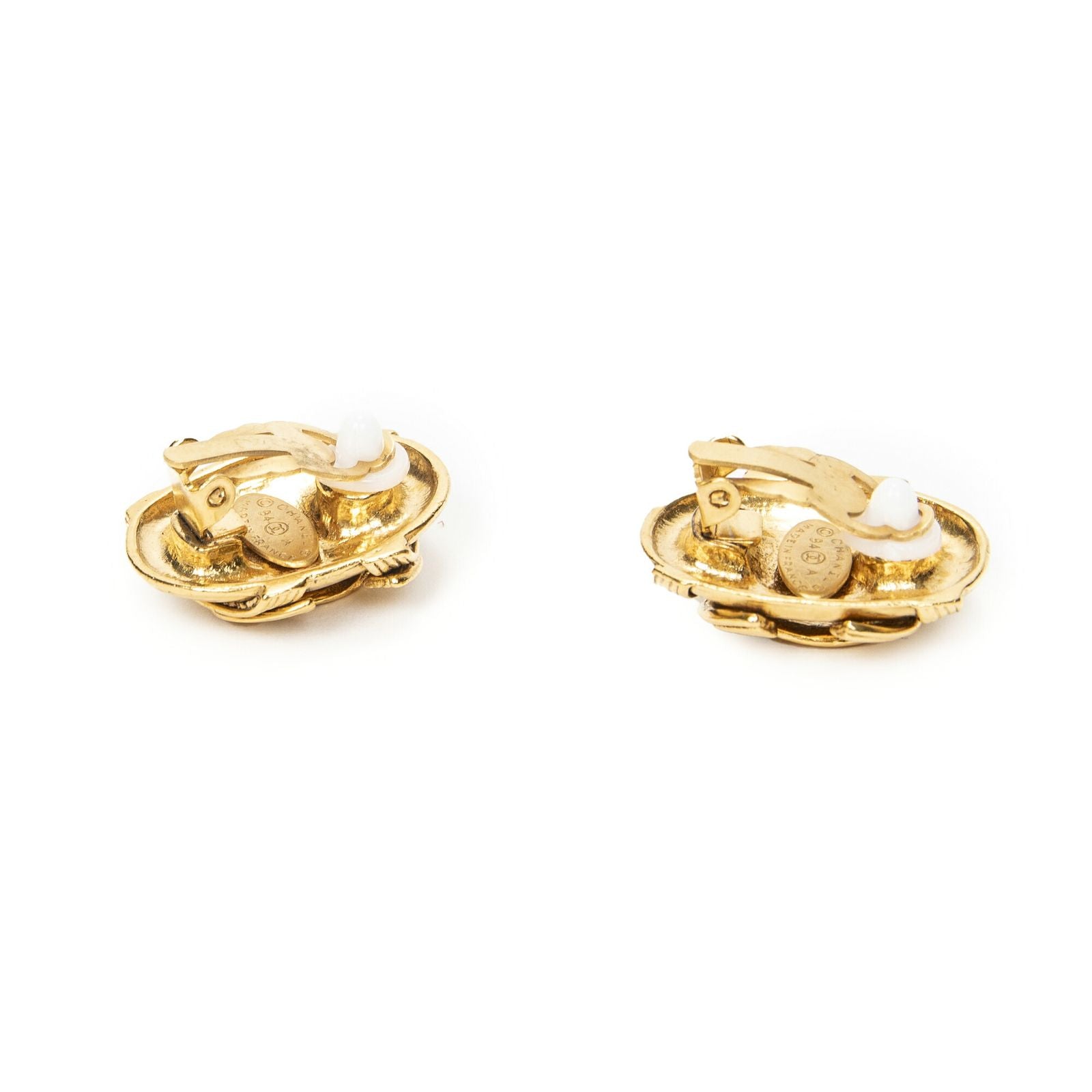 Chanel CC Oval Clip on Earrings Gold Plated — view 2