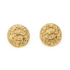 Chanel CC Logo Round Clip Type Earrings Gold Plated