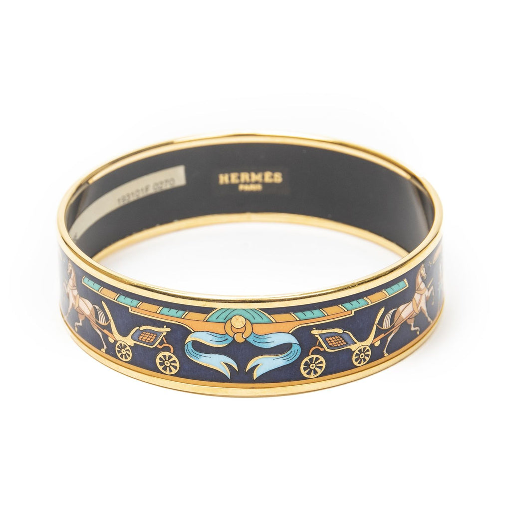 Hermes Enamel Bangle Navy Plating Bracelet — view 2