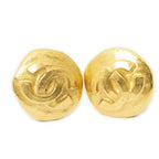 Chanel CC Logo Round Clip Type Earrings Gold Plated