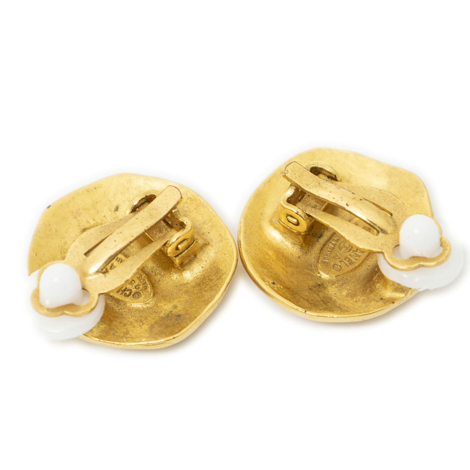 Chanel CC Logo Round Clip Type Earrings Gold Plated — view 2