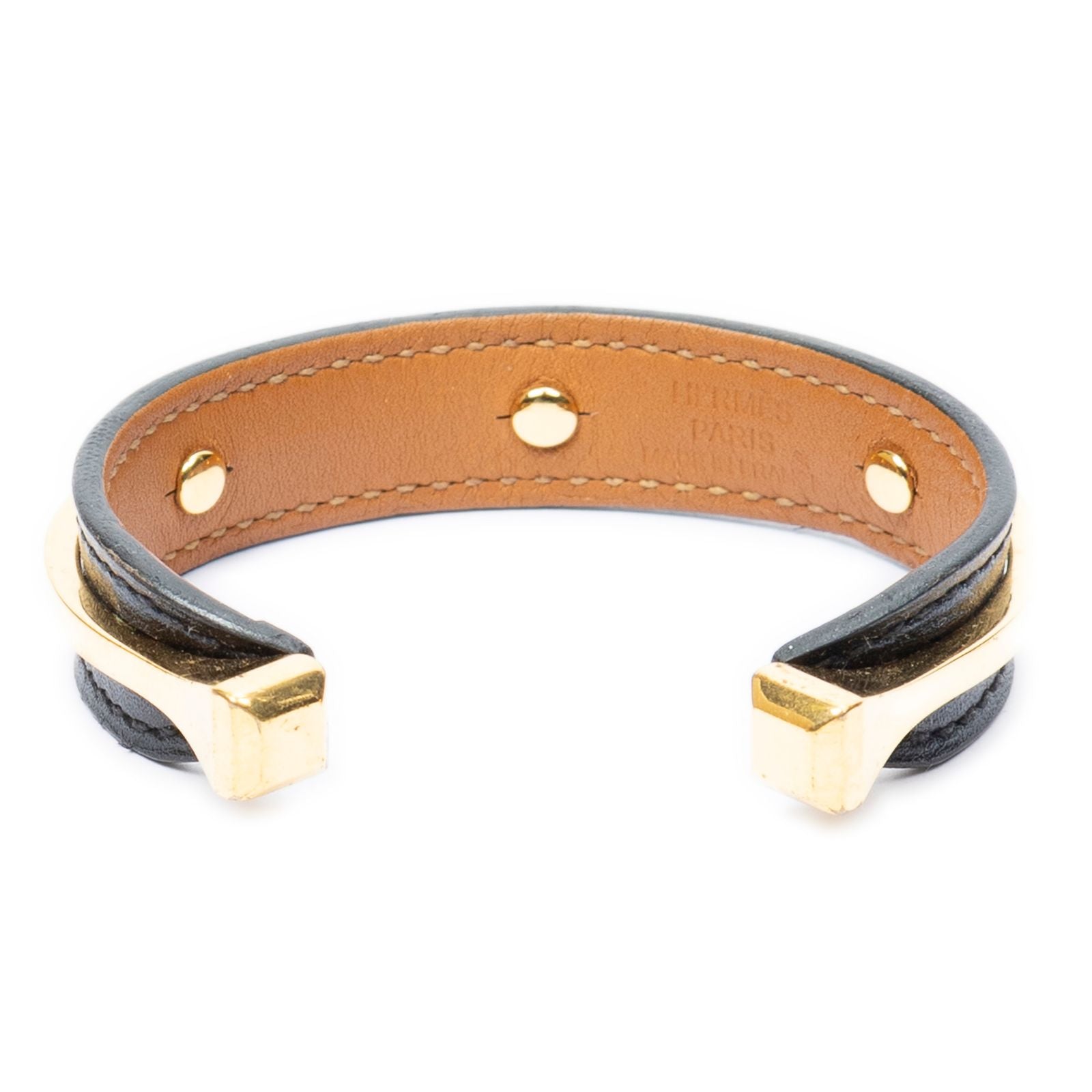 Hermes Binome Calf Bracelet Black Leather
