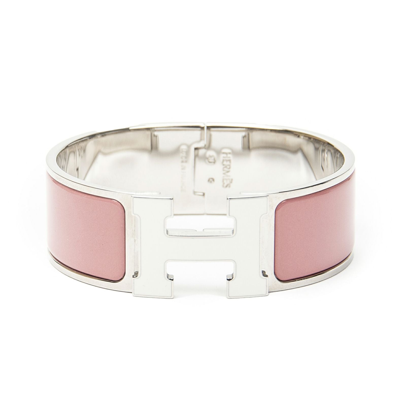 Hermes Clic Clac Bracelet Lightpink White Silver Plating — view 2