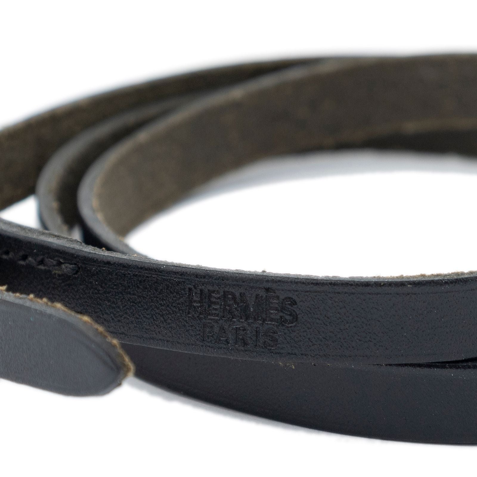 Hermes Behapi Triple Strand Bracelet Black Swift Leather — view 2