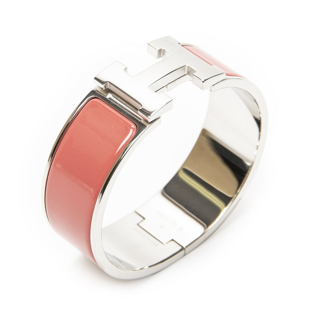 Hermes Clic Clac Bracelet Pink Silver Plating