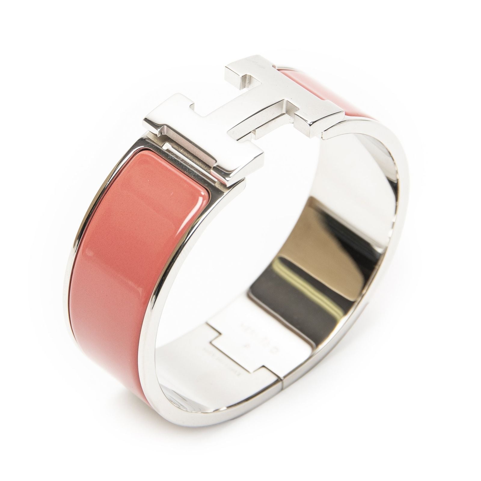Hermes Clic Clac Bracelet Pink Silver Plating