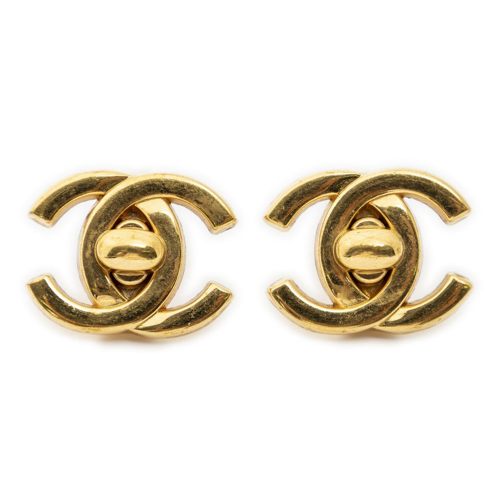 Chanel CC Turnlock Motif Clip on Earrings