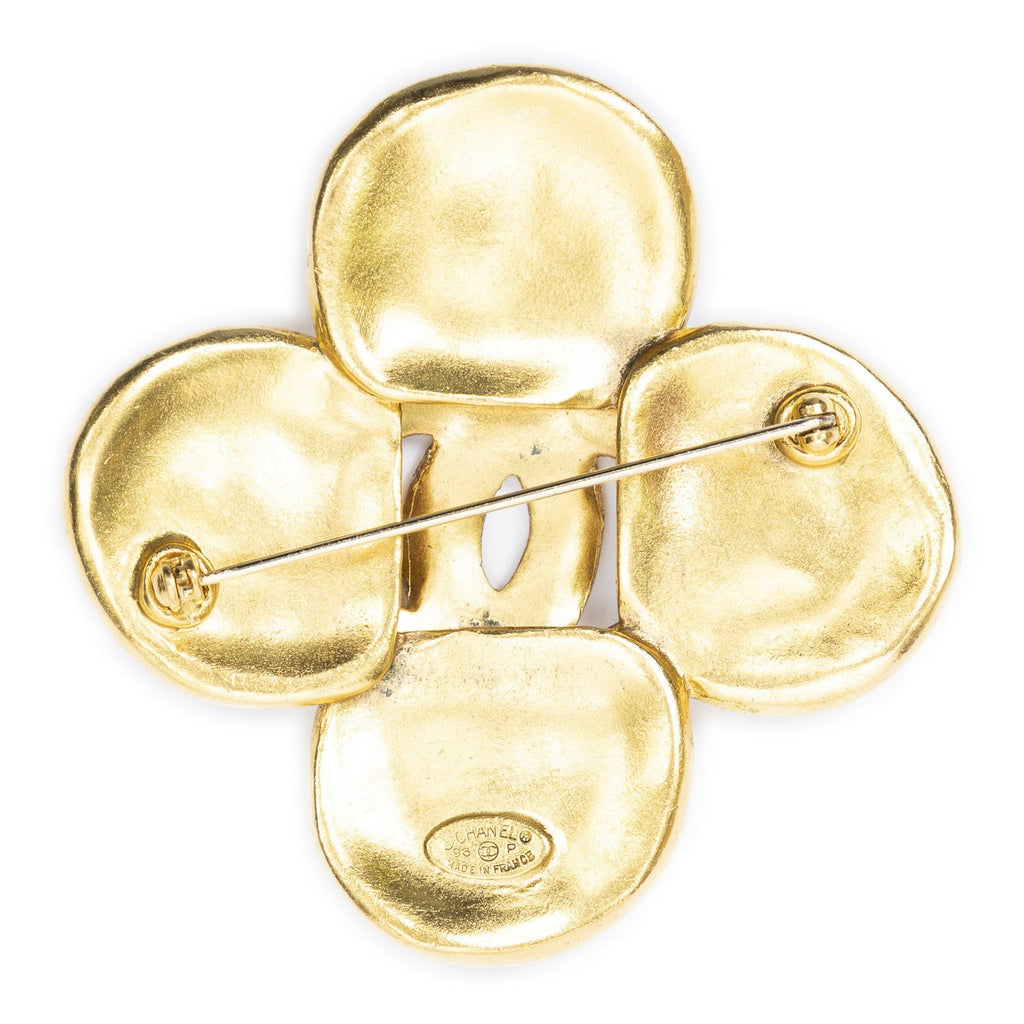 Chanel CC Clover Brooch Gold Plated — view 2