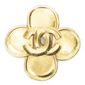 Chanel CC Clover Brooch Gold Plated