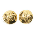 Chanel CC Logo Round Clip Type Earrings Gold Plated