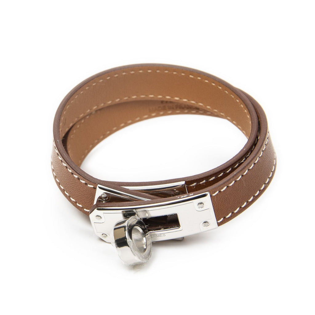 Hermes Kelly Double Tour Bracelet Brown Leather
