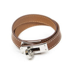 Hermes Kelly Double Tour Bracelet Brown Leather