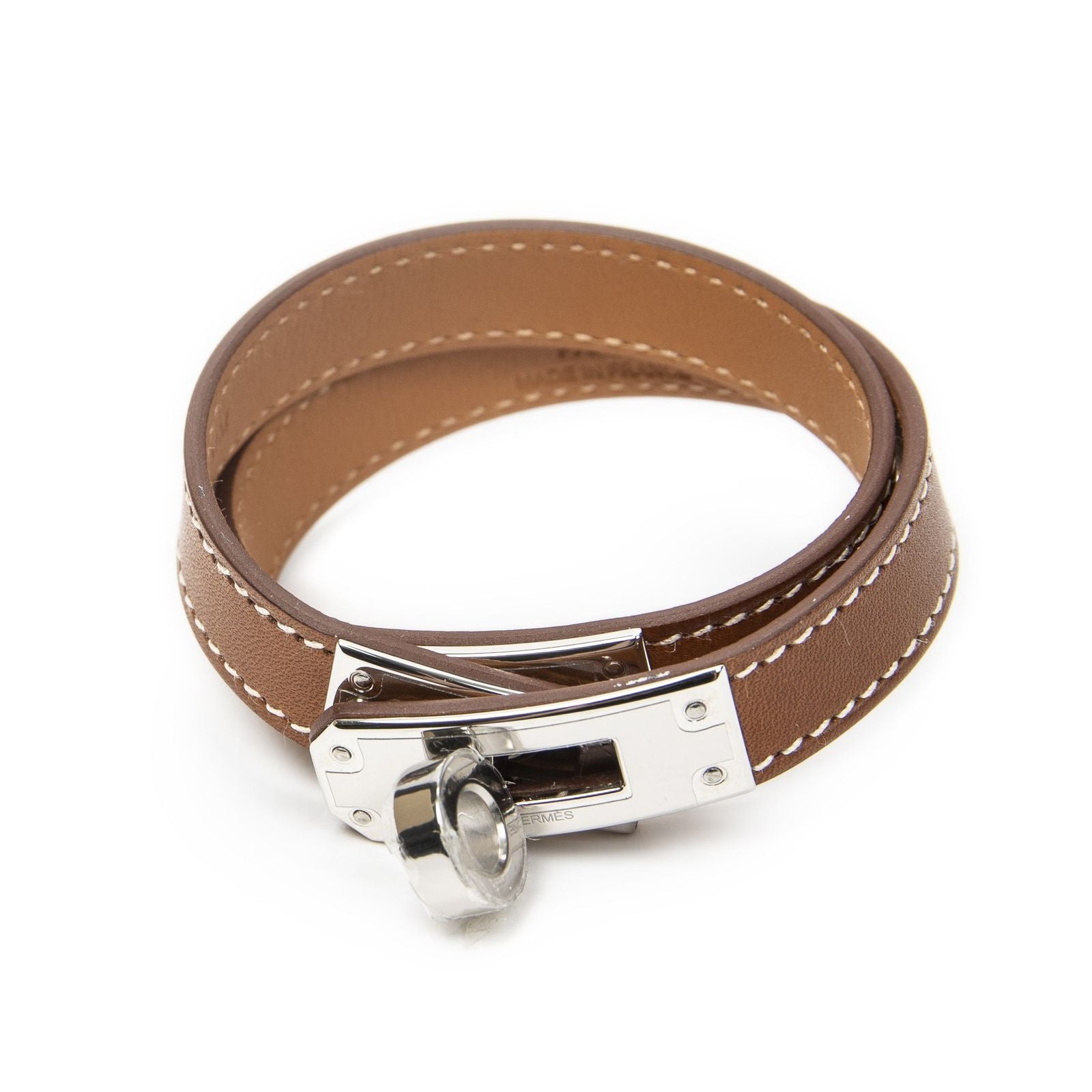 Hermes Kelly Double Tour Bracelet Brown Leather