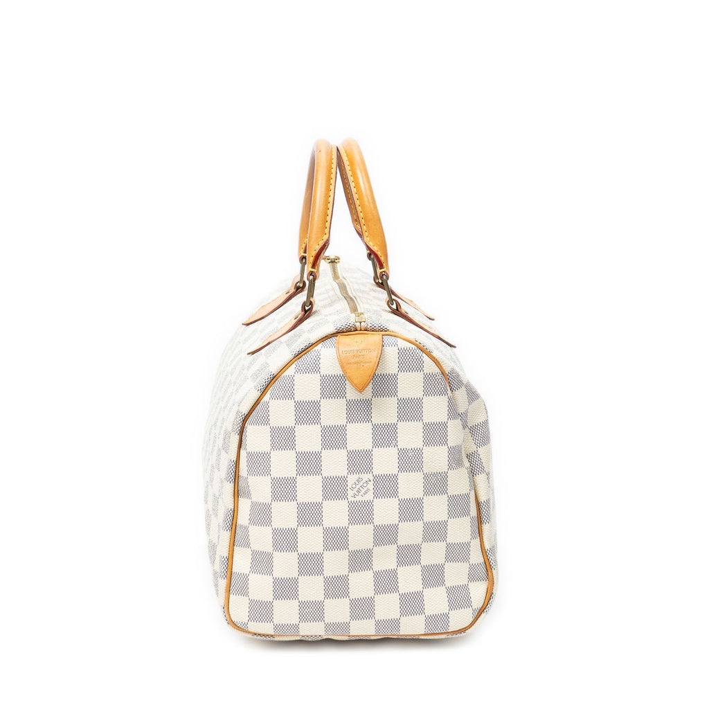 Louis Vuitton Speedy Ivory Damier Azur Handbag — view 4