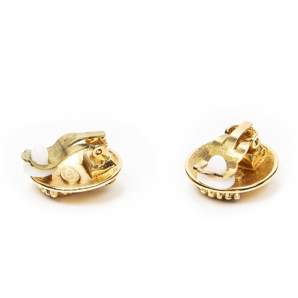 Chanel CC Logo Clip Type Earrings Gold Plated — view 2