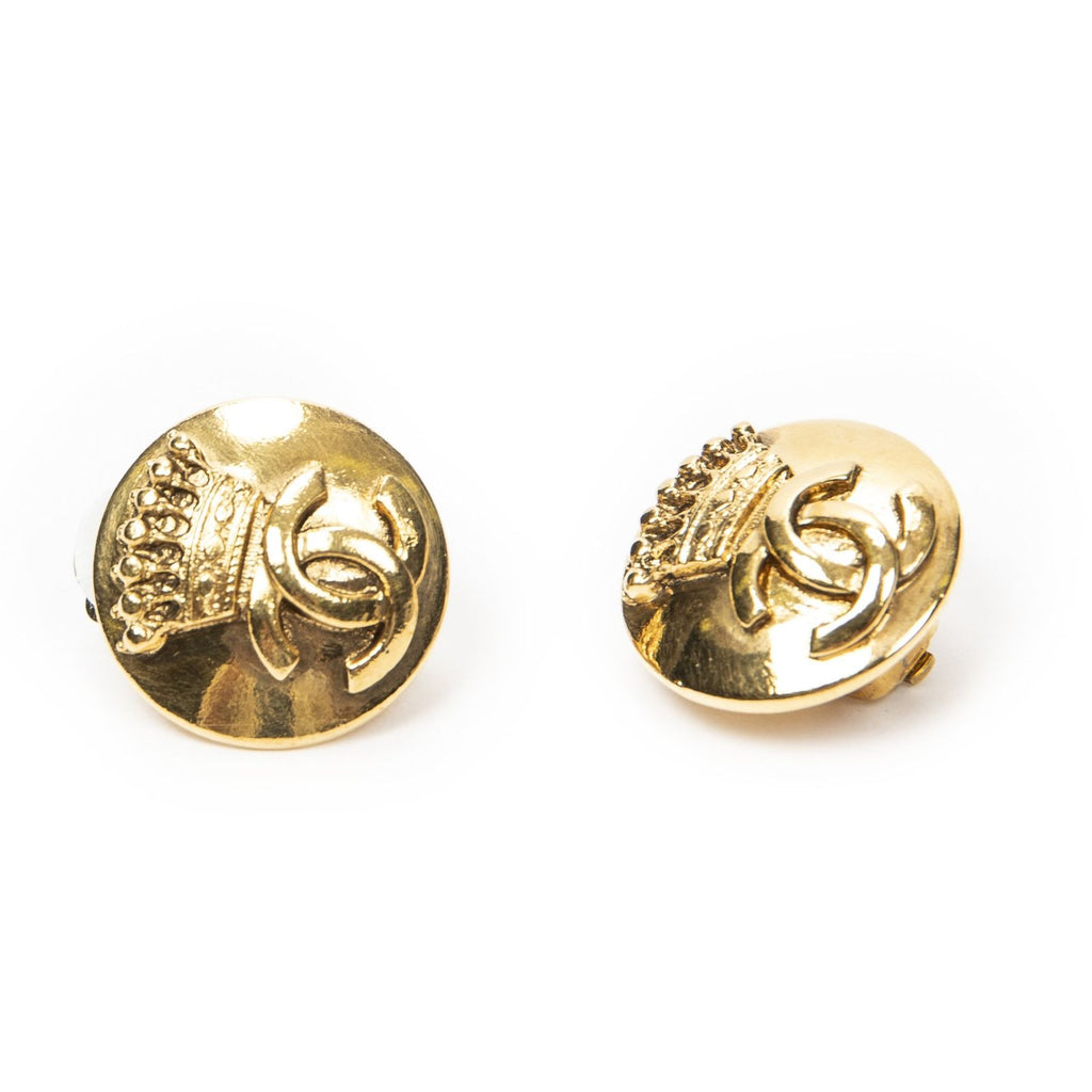 Chanel CC Logo Clip Type Earrings Gold Plated