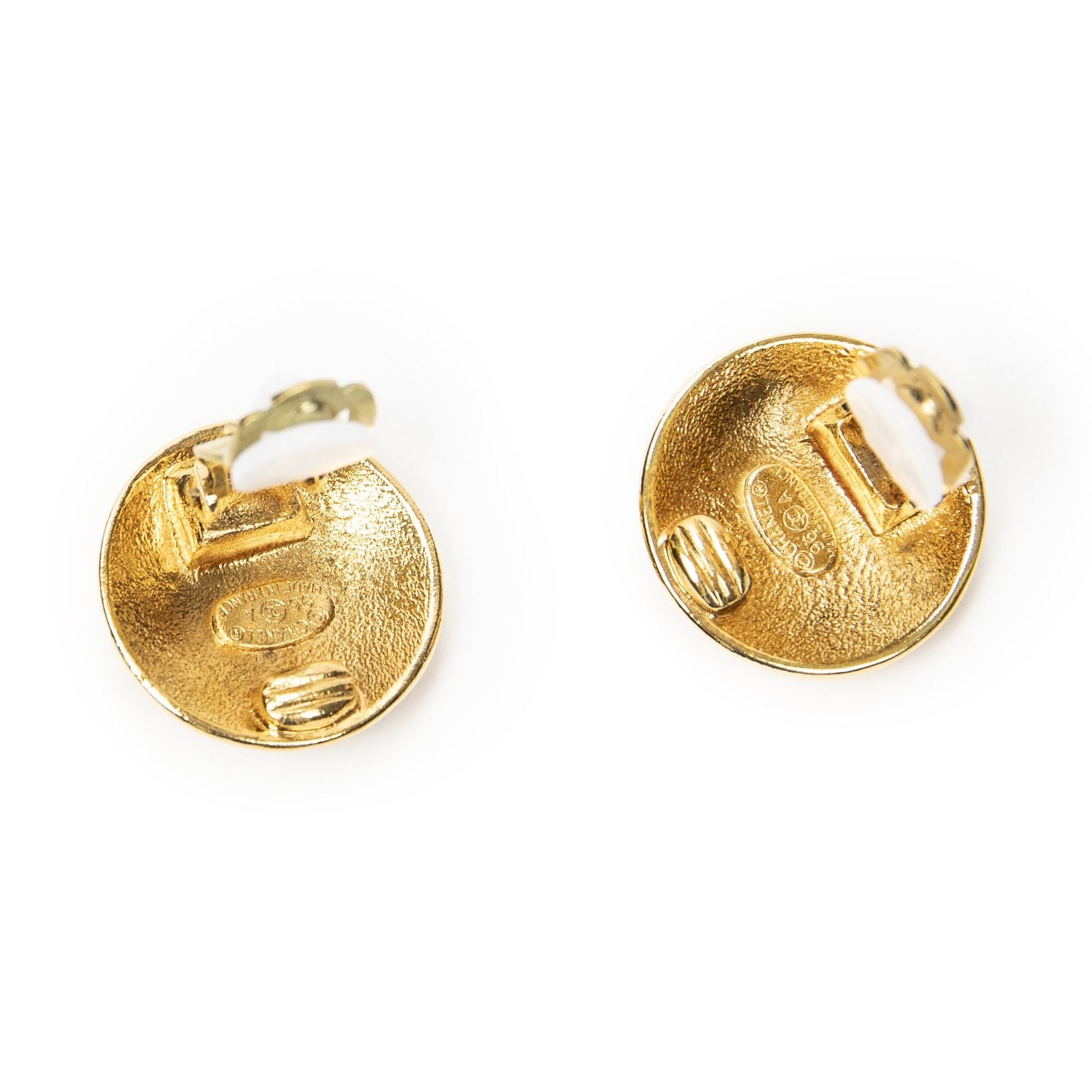 Chanel CC Logo Clip Type Earrings Gold Plated — view 3