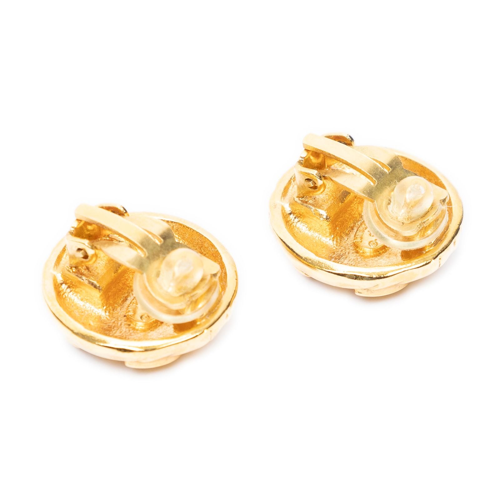 Chanel CC Logo Round Clip Type Earrings Gold Plated — view 2