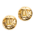 Chanel CC Logo Round Clip Type Earrings Gold Plated