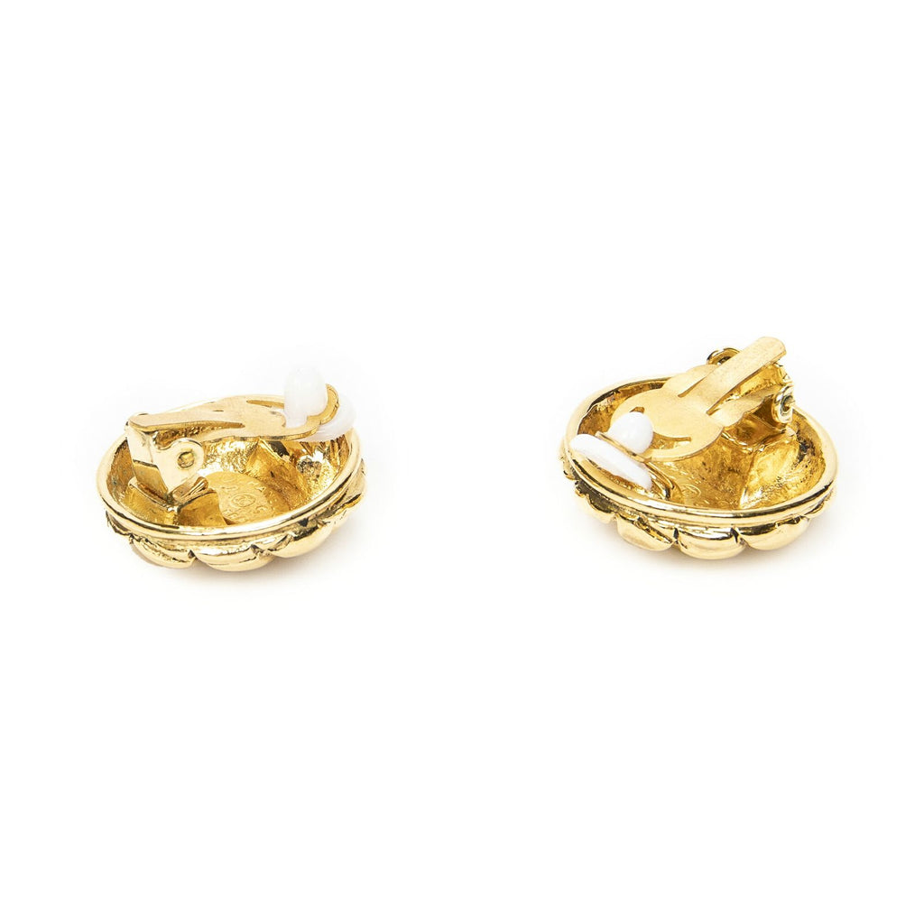 Chanel CC Quilted Round Disc Clip on Earrings — view 2