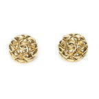 Chanel CC Quilted Round Disc Clip on Earrings