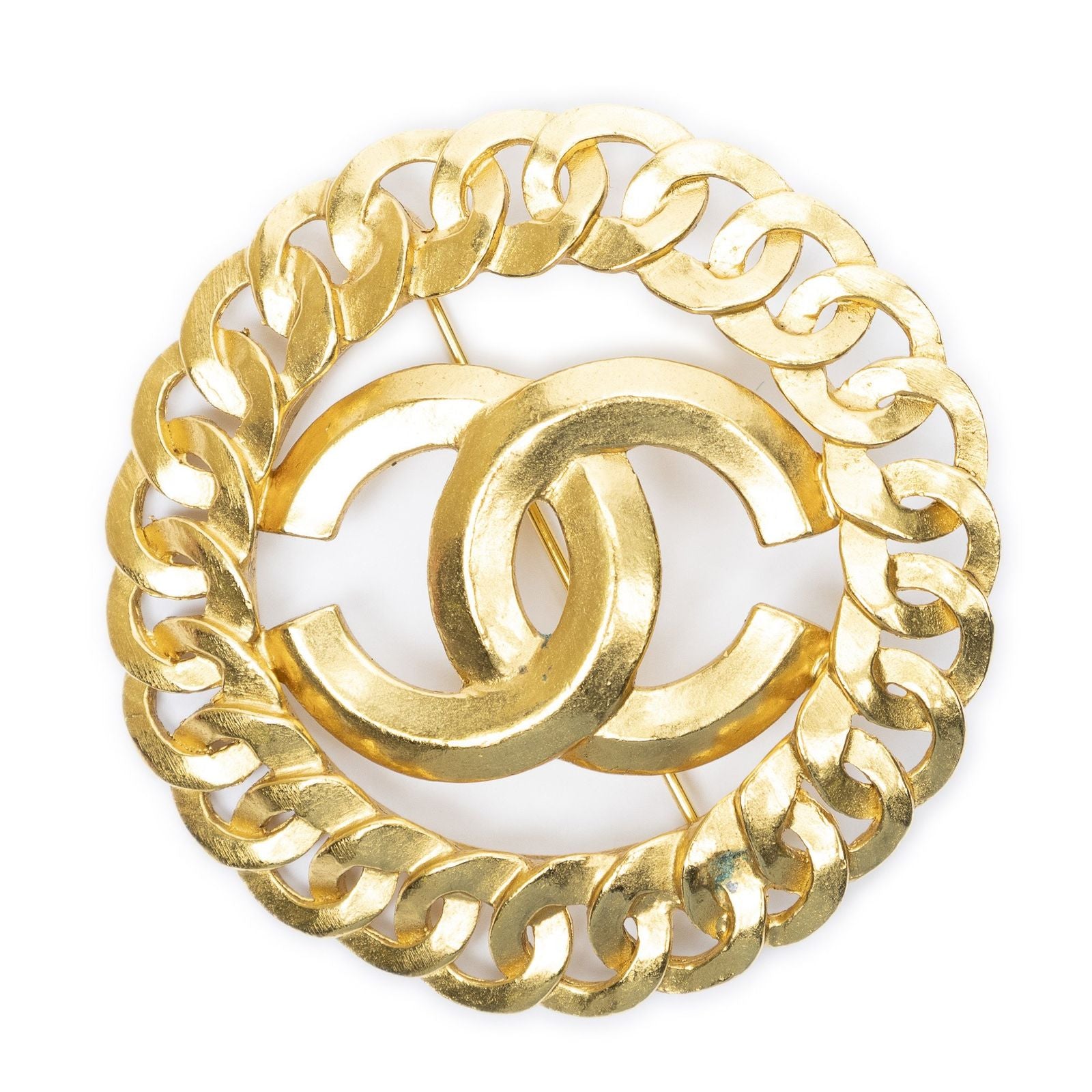 Chanel CC Interlaced Chain Round Brooch