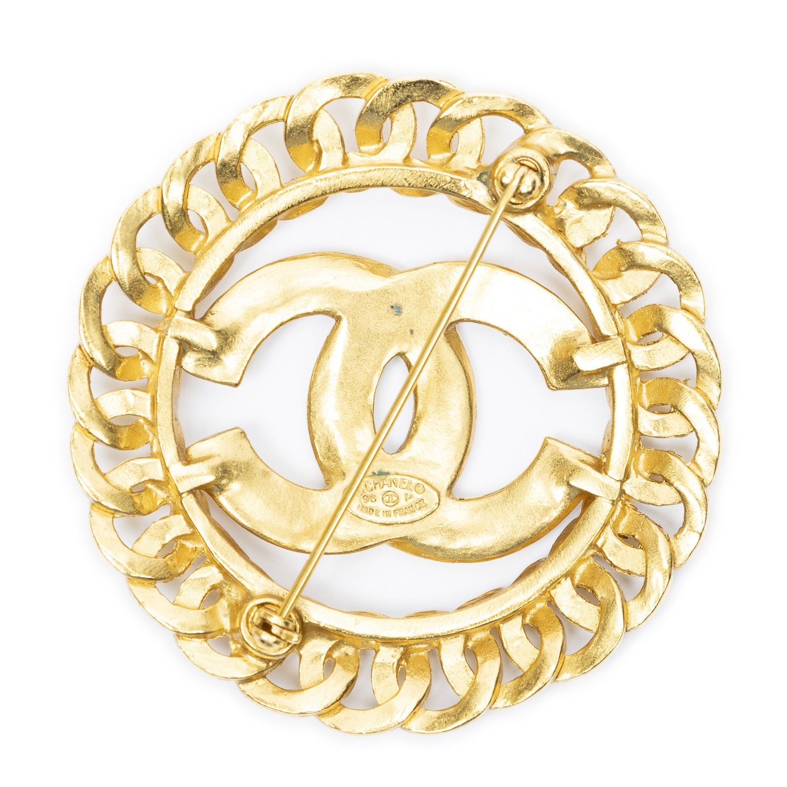 Chanel CC Interlaced Chain Round Brooch — view 2