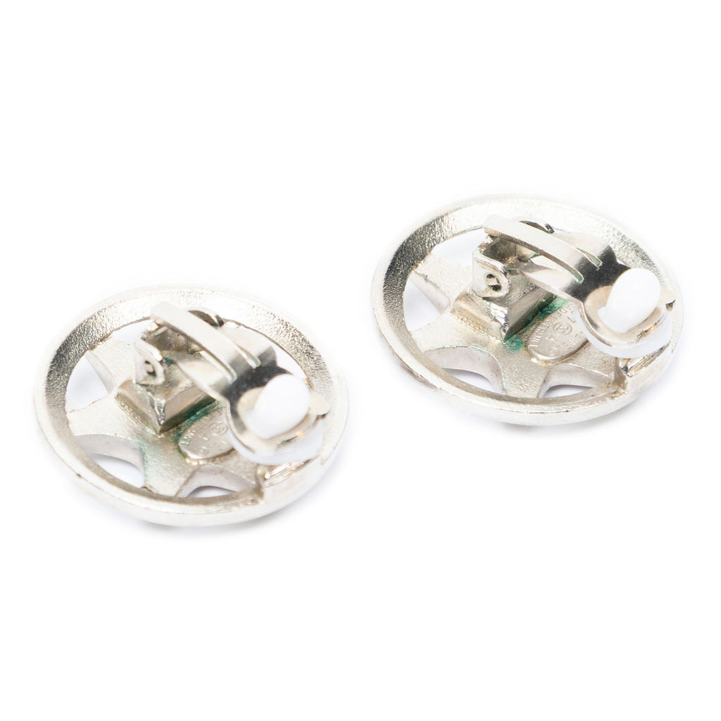 Chanel CC Round Earrings Silver Plating — view 2